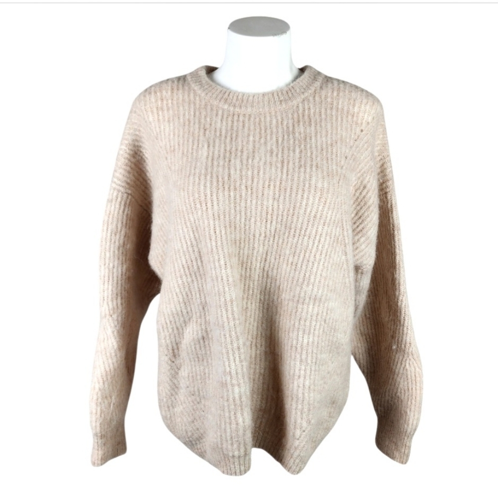 Wichery Fluffy Crew Neck Knit Pullover Sweater Alpaca Wool Oat Size XL Poetcore